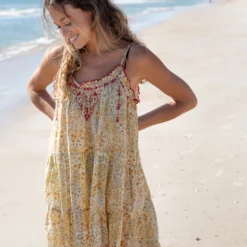 Natural Life Embroidered Harley Cover-Up - Pale Yellow Floral -Natural Life Shop LHDRS1961 1 scaled