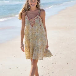 Natural Life Embroidered Harley Cover-Up - Pale Yellow Floral