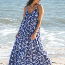 Natural Life Brooklynn Maxi Dress - Blue Navy Floral -Natural Life Shop LHDRS1979 scaled