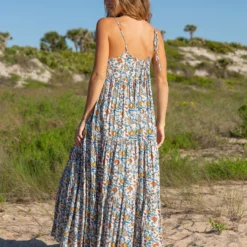 Natural Life Madi Long Slip Dress - Cream Tan Peony -Natural Life Shop LHDRS2044 2 scaled