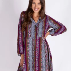 Natural Life Ansley Woven Tunic Shirt Dress - Multicolor Stripe -Natural Life Shop LHDRS2128 3 scaled