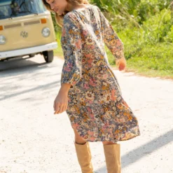 Natural Life Anita Tunic Dress - Tan Orange Floral 7 Natural Life Anita Tunic Dress - Tan Orange Floral -Natural Life Shop LHDRS2138 2 scaled