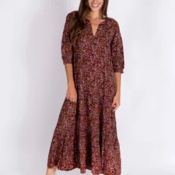 Natural Life Sage V-Neck Maxi Dress - Coco Floral