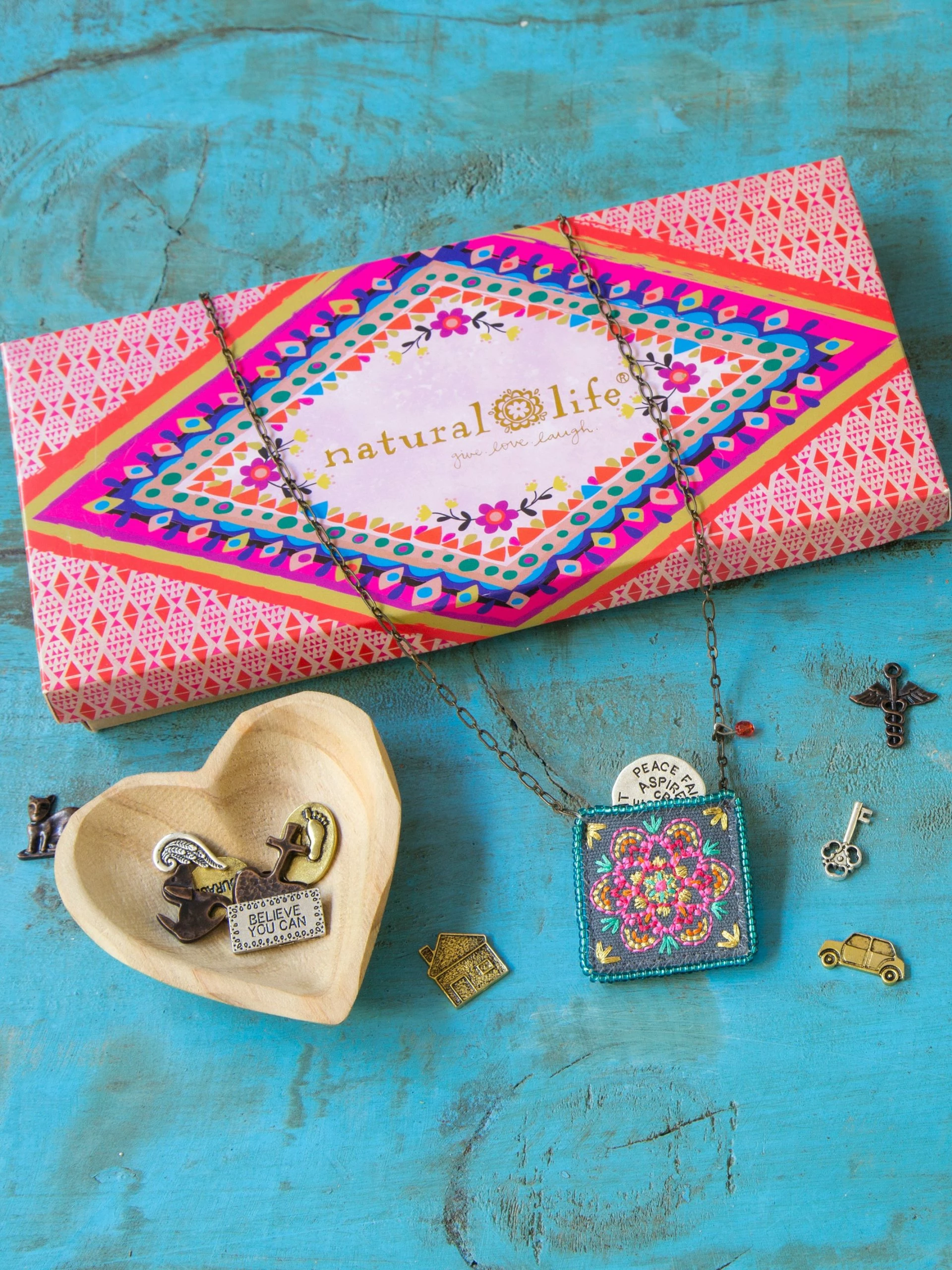 Natural Life Milagro Prayer Pocket Charm Necklace - Turquoise 5 Natural Life Milagro Prayer Pocket Charm Necklace - Turquoise - Image 3