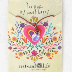 Natural Life Crystal Heart Necklace - You Make My Heart Happy