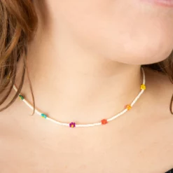 Natural Life Beaded Daisy Choker Necklace - Multicolor -Natural Life Shop N306 A3 scaled