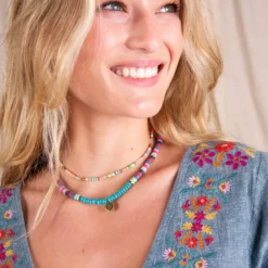 Natural Life Beaded Disc & Bead Choker - Clear 7 Natural Life Beaded Disc & Bead Choker - Clear -Natural Life Shop N357 1 scaled