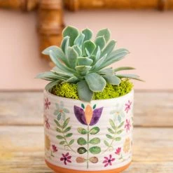 Natural Life Mini Artisan Planter - Folk Flower
