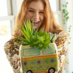 Natural Life Critter Ceramic Indoor Planter - Daisy The Van -Natural Life Shop PLNT087 3 scaled