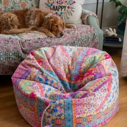 Natural Life Bean Bag Chair Cover - Folk Flower Patchwork -Natural Life Shop PLW000052 scaled