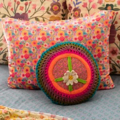 Natural Life Crochet Pillow - Peace Sign