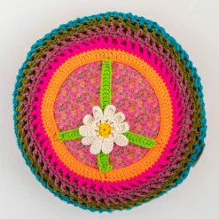 Natural Life Crochet Pillow - Peace Sign -Natural Life Shop PLW000061 scaled