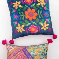 Natural Life Cozy Pillow Floor Cushion - Teal Folk Flower
