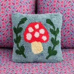 Natural Life Mini Tufted Throw Pillow - Teal Mushroom