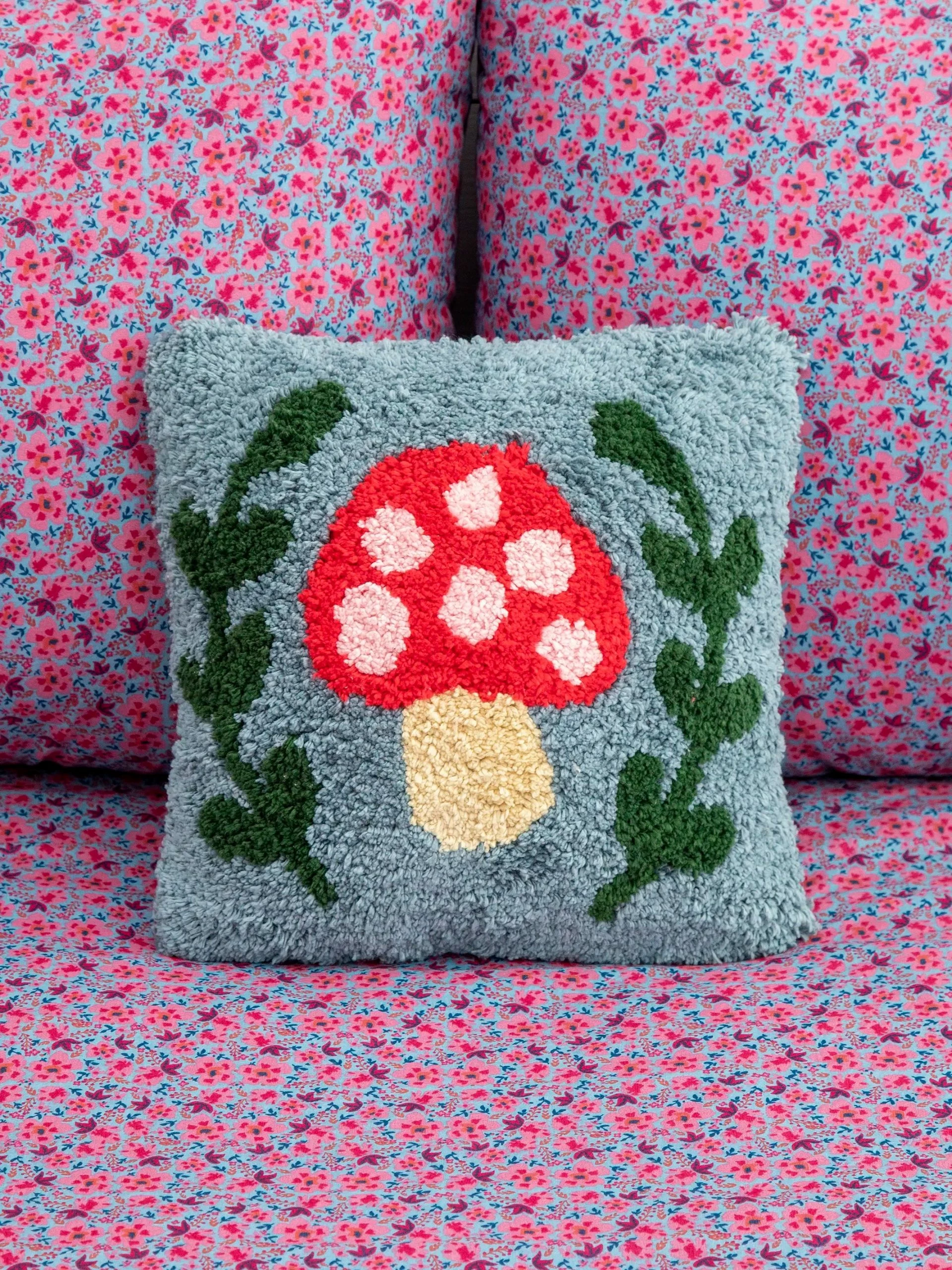 Natural Life Mini Tufted Throw Pillow - Teal Mushroom 3 Natural Life Mini Tufted Throw Pillow - Teal Mushroom