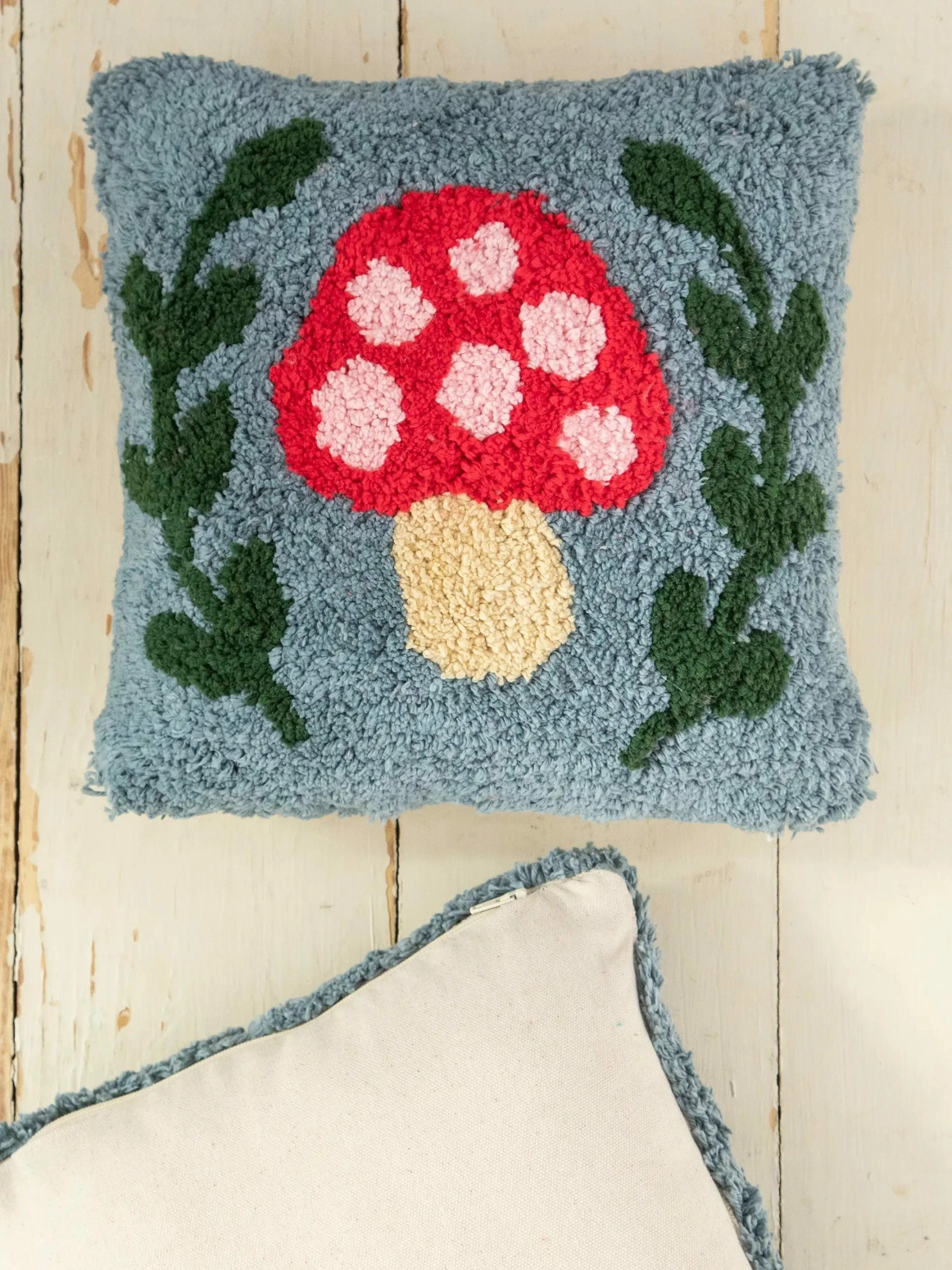 Natural Life Mini Tufted Throw Pillow - Teal Mushroom 5 Natural Life Mini Tufted Throw Pillow - Teal Mushroom - Image 3