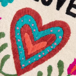 Natural Life Hand Embroidered Pillow - Love Peace -Natural Life Shop PLW135 detail scaled