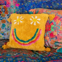 Natural Life Tufted Throw Pillow - Smiley