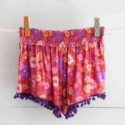 Natural Life Pom Pom Shorts - Pink Retro Floral -Natural Life Shop PNT000241 scaled