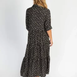 Natural Life Rebecca Tiered Dress - Black Cream Roses -Natural Life Shop Rebecca Dress Black Cream Roses a5 scaled