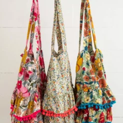 Natural Life Ruffle Tote Bag - Gold Vintage Floral