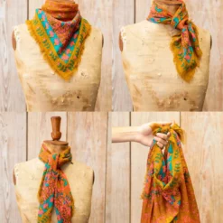 Natural Life 4-in-1 Scarf - Teal Goldenrod Mandala -Natural Life Shop SCV000018 quad scaled