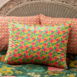 Natural Life Satin Pillowcase - Pink Neon Green