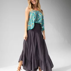 Natural Life Feelin' Alive Gauze Convertible Midi Skirt - Charcoal -Natural Life Shop SKRT287 google scaled