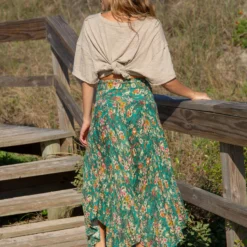 Natural Life Feelin' Alive Convertible Midi Skirt - Turquoise Floral -Natural Life Shop SKRT306 Hover scaled
