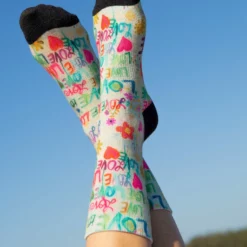 Natural Life Printed Weekend Sock Set, Set Of 2 - Multi Rainbow -Natural Life Shop SOCK000047 2 scaled