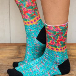 Natural Life Printed Weekend Sock Set, Set Of 2 - Teal Floral -Natural Life Shop SOCK000048 2 scaled