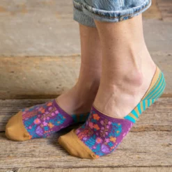 Natural Life No Show Ankle Socks, Set Of 2 - Dark Turquoise Floral -Natural Life Shop SOCK000052 2 scaled