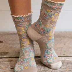 Natural Life Blossom Socks & Scrunchie, Set Of 3 - Ash -Natural Life Shop SOCK000054 2 scaled