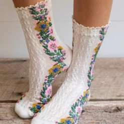 Natural Life Blossom Socks & Scrunchie, Set Of 3 - Ash -Natural Life Shop SOCK000054 3 scaled