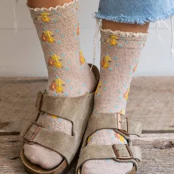 Natural Life Blossom Socks & Scrunchie, Set Of 3 - Ash -Natural Life Shop SOCK000054 4 scaled