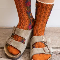 Natural Life Blossom Socks & Scrunchie, Set Of 3 - Rust -Natural Life Shop SOCK000055 3 20copy