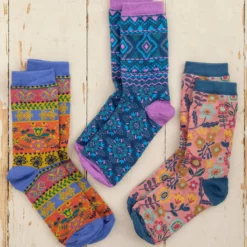 Natural Life Boxed Boho Sock, Set Of 3 - Multi Floral