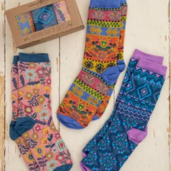 Natural Life Boxed Boho Sock, Set Of 3 - Multi Floral -Natural Life Shop SOCK000058 scaled