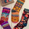 Natural Life Boxed Boho Sock, Set Of 3 - Cocoa Floral -Natural Life Shop SOCK185 3 scaled