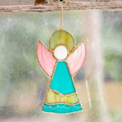 Natural Life Stained Glass Window Hanging - Angel