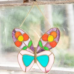 Natural Life Stained Glass Window Hanging - Large Butterfly
