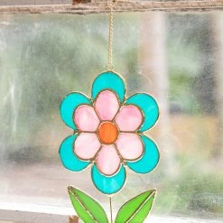 Natural Life Stained Glass Window Hanging - Retro Flower