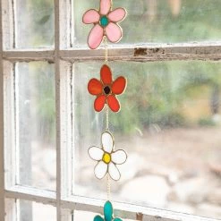 Natural Life Stained Glass Sun Catcher - Daisies
