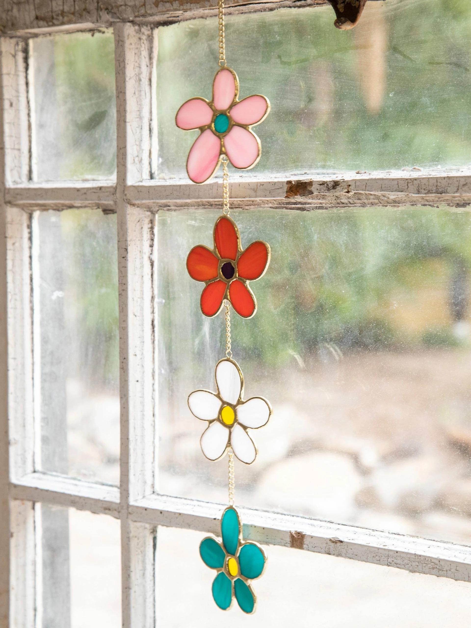 Natural Life Stained Glass Sun Catcher - Daisies 3 Natural Life Stained Glass Sun Catcher - Daisies