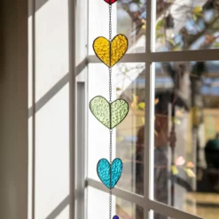 Natural Life Stained Glass Sun Catcher - Rainbow Hearts