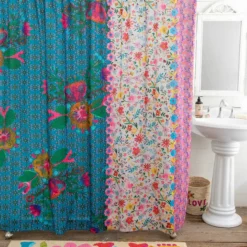 Natural Life Boho Shower Curtain - Floral Border
