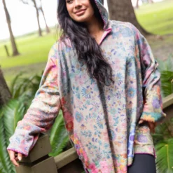 Natural Life Cozy Blanket Hoodie - Floral Patchwork -Natural Life Shop SWTR712 3 scaled
