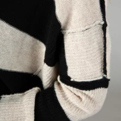 Natural Life Slouchy V-Neck Sweater - Black Tan -Natural Life Shop SWTR732 2 scaled