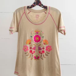 Natural Life Boho Tee Shirt - Folk Flower