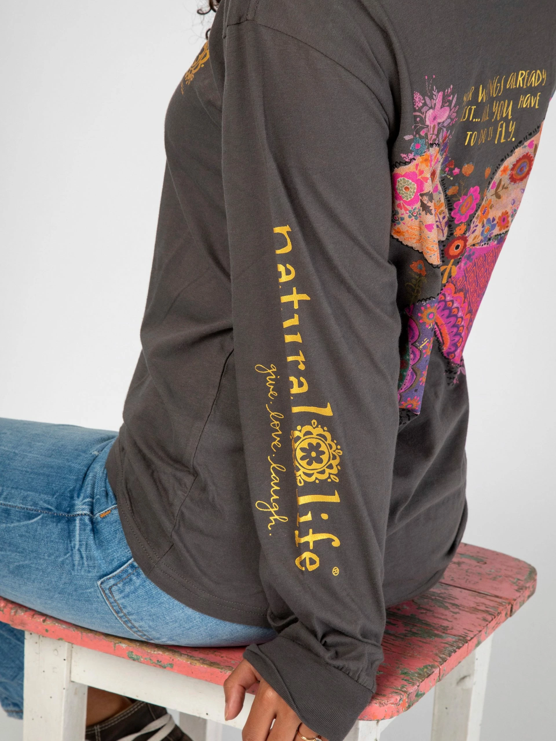 Natural Life Long Sleeve Comfy Tee Shirt - Wings Exist 4 Natural Life Long Sleeve Comfy Tee Shirt - Wings Exist - Image 2